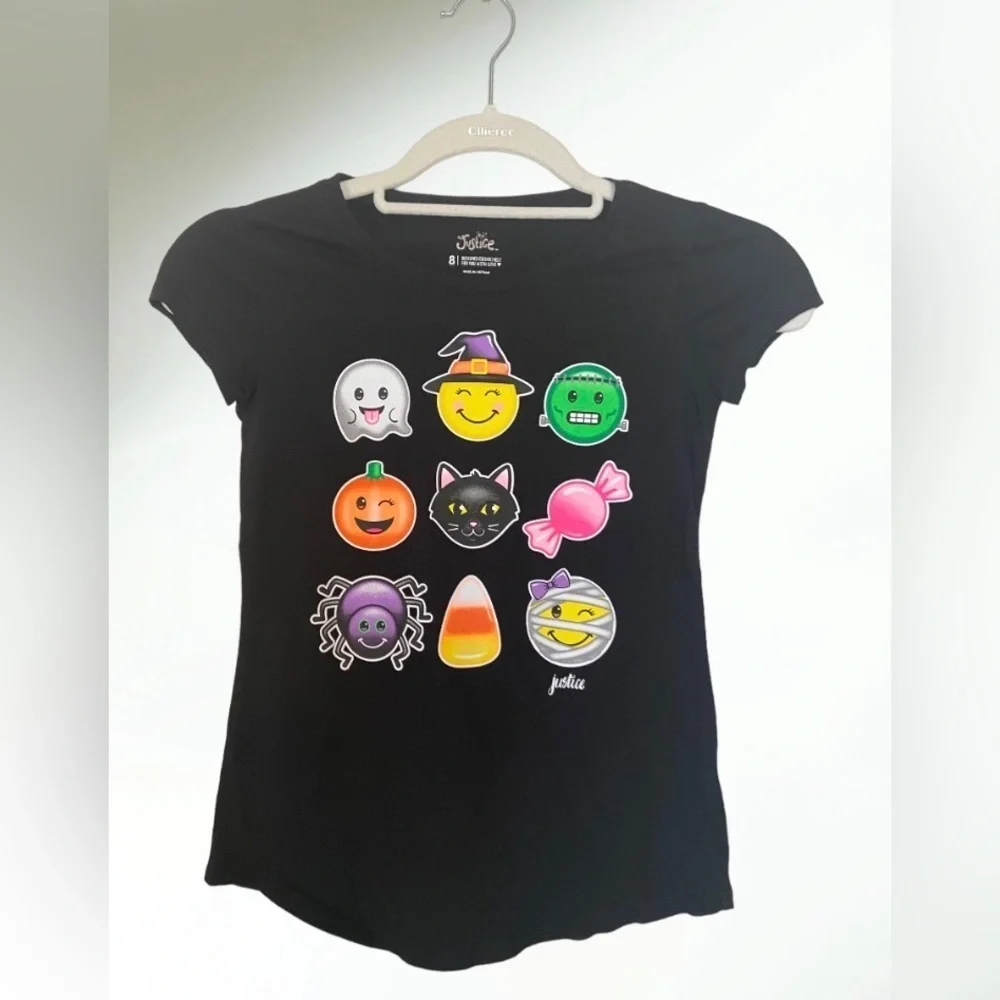 Justice Halloween Emoji Tee Size 8 NWOT